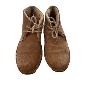 Lightly?lined tan suede?boots size 37 lace up